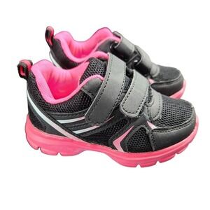 Navig8 Toddler Girls Black Fuchsia Double Strap Sneakers Size 5‎